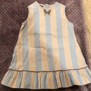 Fendi Blue and Cream Striped Kids Casual Dress